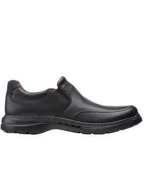 Mens Clarks Un BrawleyStep Black Leather Slip Ons. 26151788